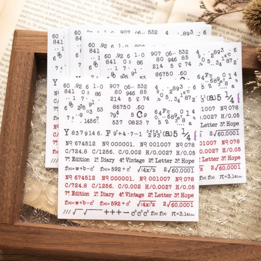 數字復古打字機字體透明貼紙包