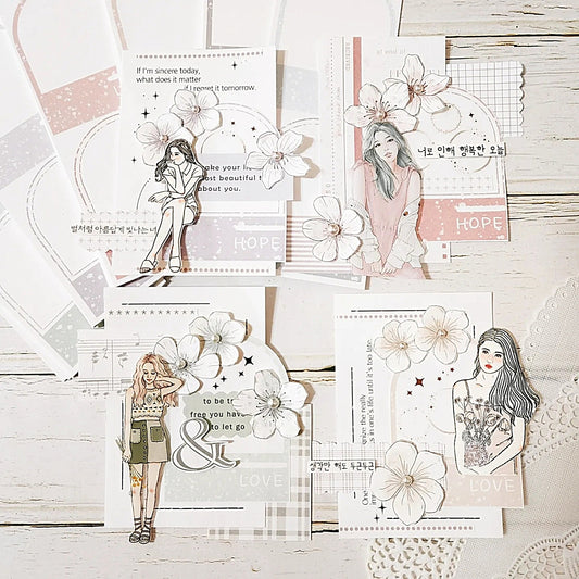 輕復古花朵模造紙貼紙包