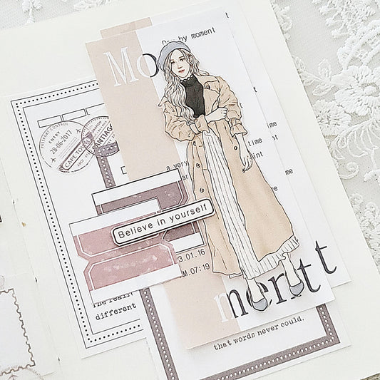 莫蘭迪色標籤模造貼紙