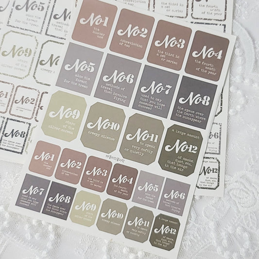 莫蘭迪色迷你標籤貼紙