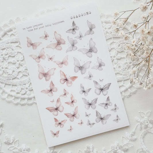 蝴蝶翩翩 霧面PET貼紙包