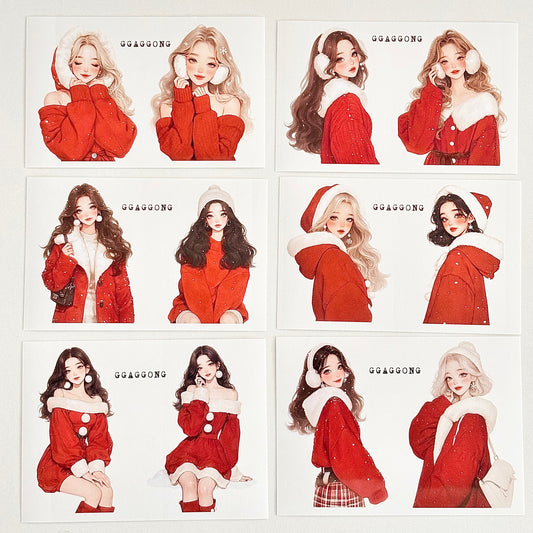 女孩模造紙貼紙包vol.3 雪白女孩/格紋女孩/紅色女孩