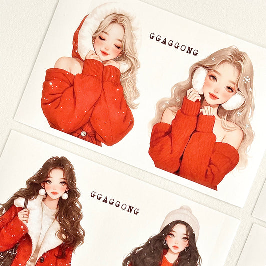 紅色女孩 模造紙貼紙包