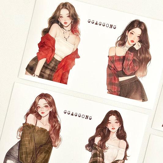 格紋女孩 模造紙貼紙包