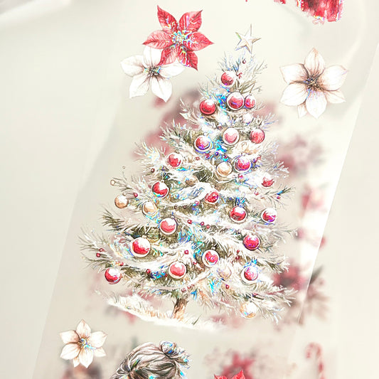 紅色天鵝絨聖誕 立體亮面PET紙膠帶