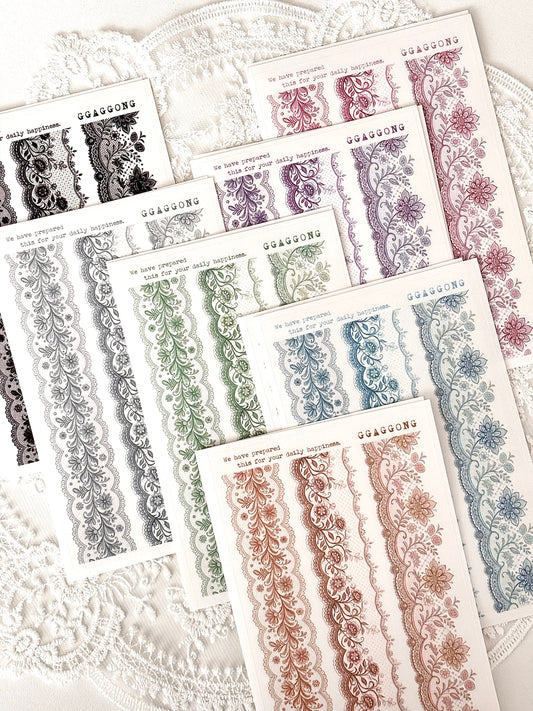 蕾絲印花 霧面PET貼紙包