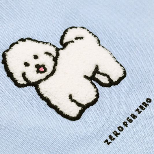 ZERO PER ZERO 刺繡收納袋 小白狗 (水藍色)