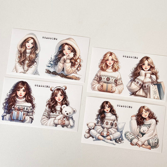 冬日女孩 模造紙貼紙包