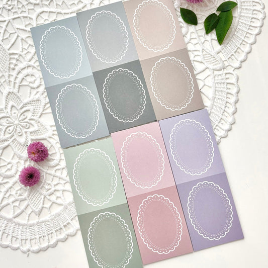 橢圓形蕾絲花框便箋本套組