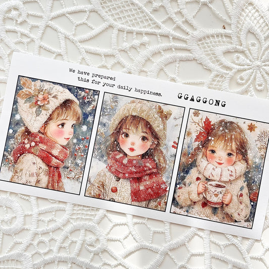 雪花孩童 模造紙貼紙包