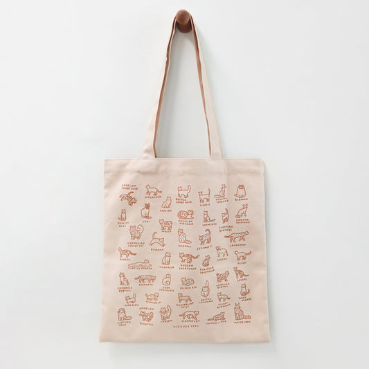 ZERO PER ZERO 帆布袋 小貓圖鑑 (米色)