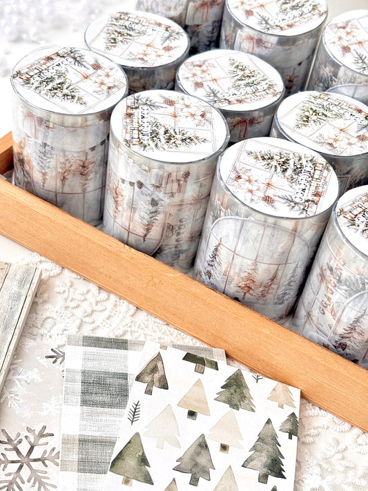 白色聖誕 亮面PET紙膠帶