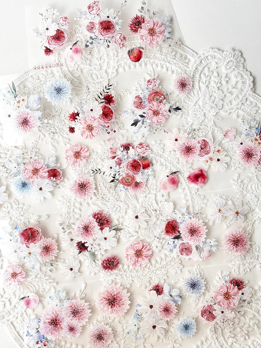 蜜桃花朵 亮面PET紙膠帶