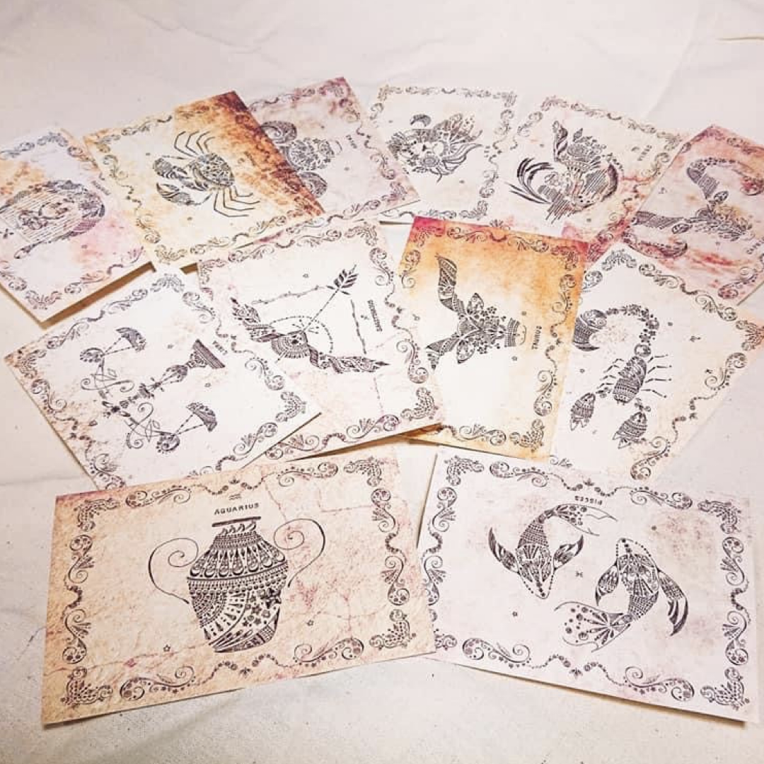 柴尾shibao 魔法書＋12星座明信片的套組