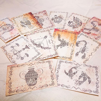 柴尾shibao 魔法書＋12星座明信片的套組
