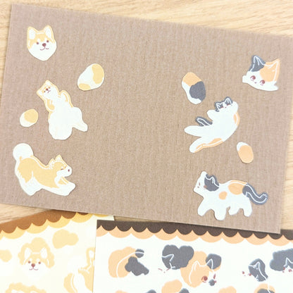 吉田次作商店 動物躲貓貓貼紙 三花貓/柴犬