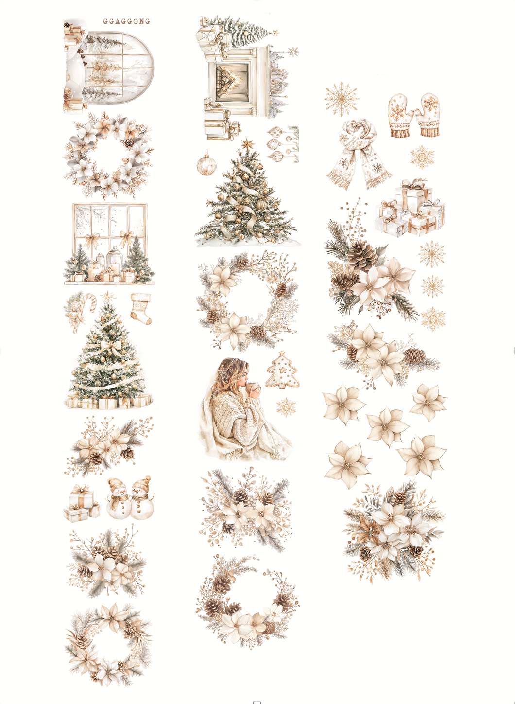 白色聖誕 亮面PET紙膠帶