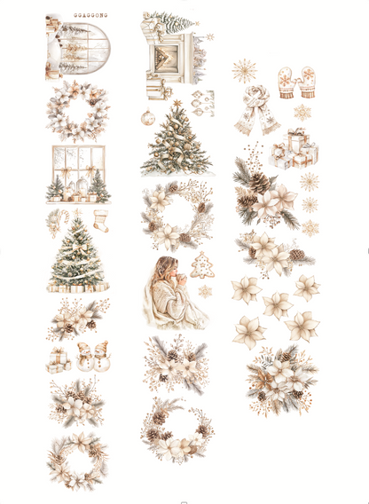 白色聖誕 亮面PET紙膠帶