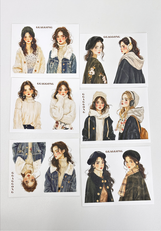 簡約冬日女孩 模造紙貼紙包