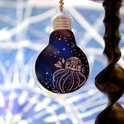 柴尾shibao 發光水母燈泡 鑰匙圈