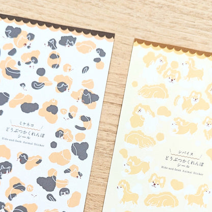 吉田次作商店 動物躲貓貓貼紙 三花貓/柴犬