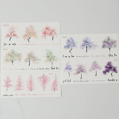 棉花樹霧面透明貼紙包