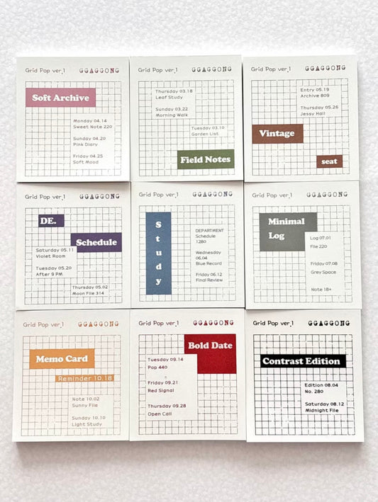 格紋Grid POP 便條紙本 粉彩色 / 鮮豔色
