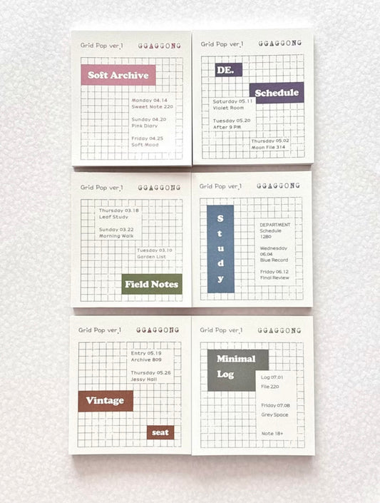 格紋Grid POP 便條紙本 粉彩色 / 鮮豔色