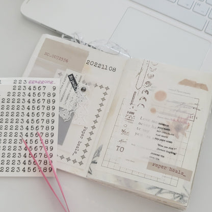 復古數字透明貼紙包