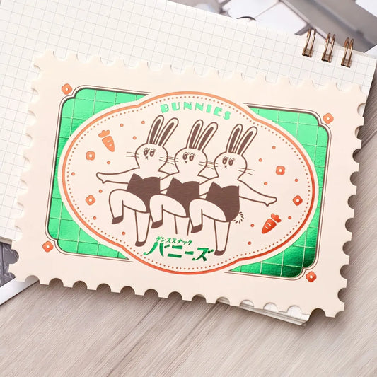 燙金郵票明信片 bunnies 兔子
