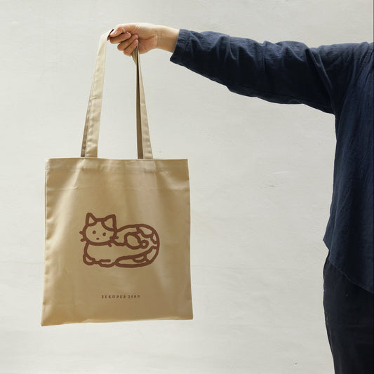 ZERO PER ZERO 帆布袋 小貓 (米色)