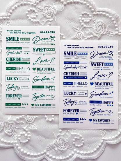 ggaggong 日常手寫文字 霧面PET貼紙包