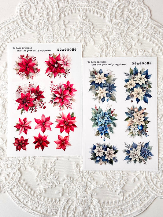 聖誕紅 PET貼紙包