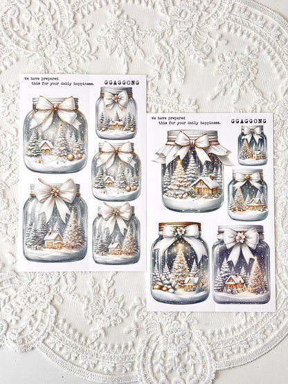 聖誕玻璃瓶 模造紙貼紙包