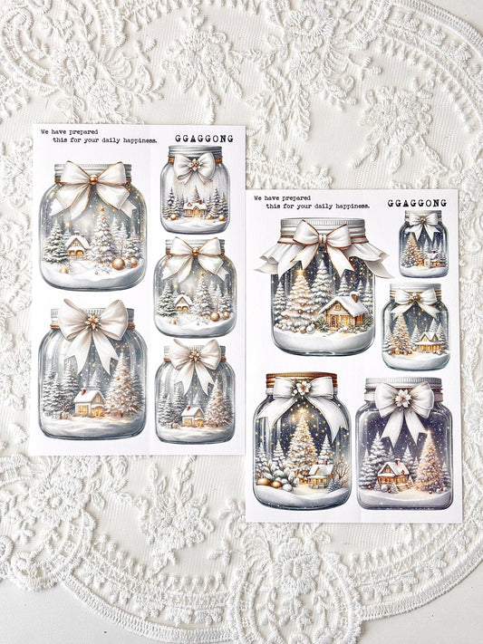 聖誕玻璃瓶 模造紙貼紙包