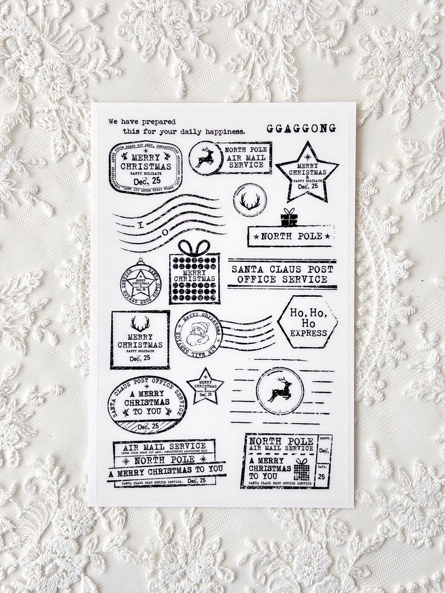 聖誕郵戳 PET貼紙包