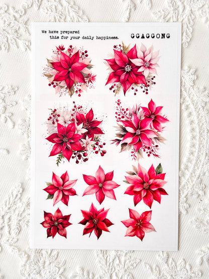 聖誕紅 PET貼紙包