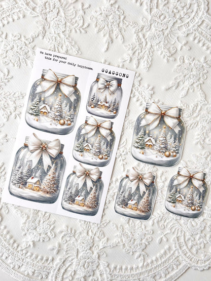 聖誕玻璃瓶 模造紙貼紙包