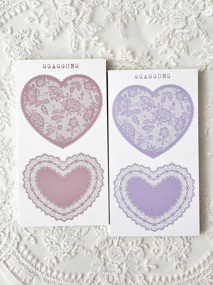 心型蕾絲框 便箋本套組