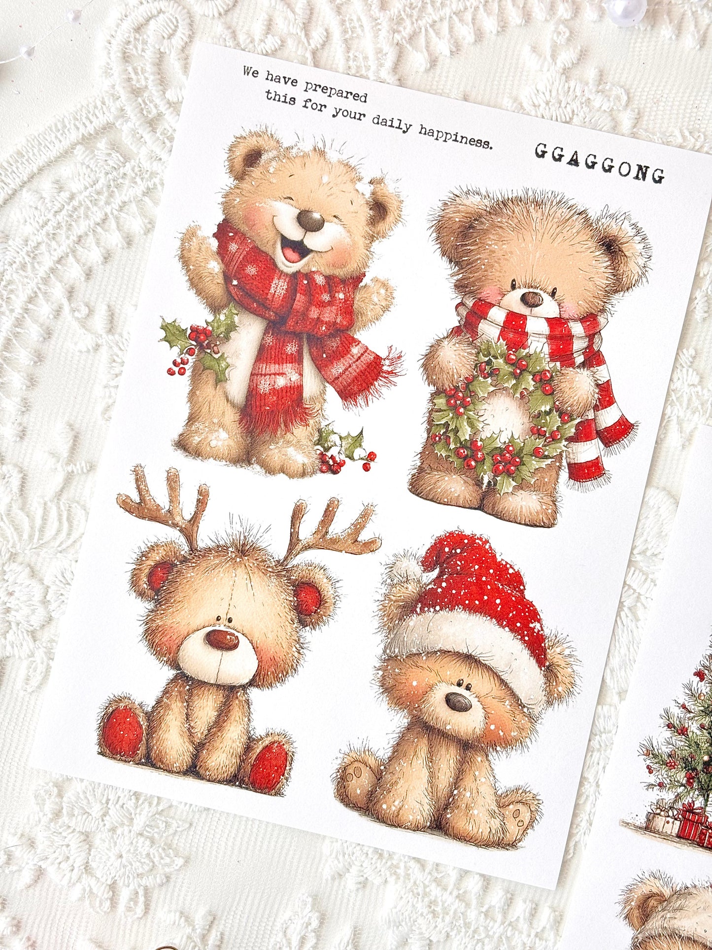 聖誕熊 模造紙貼紙包