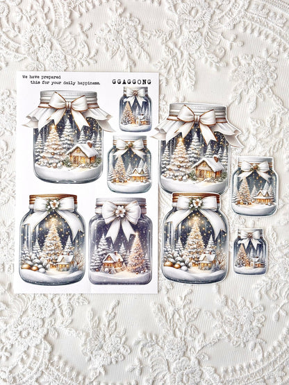 聖誕玻璃瓶 模造紙貼紙包