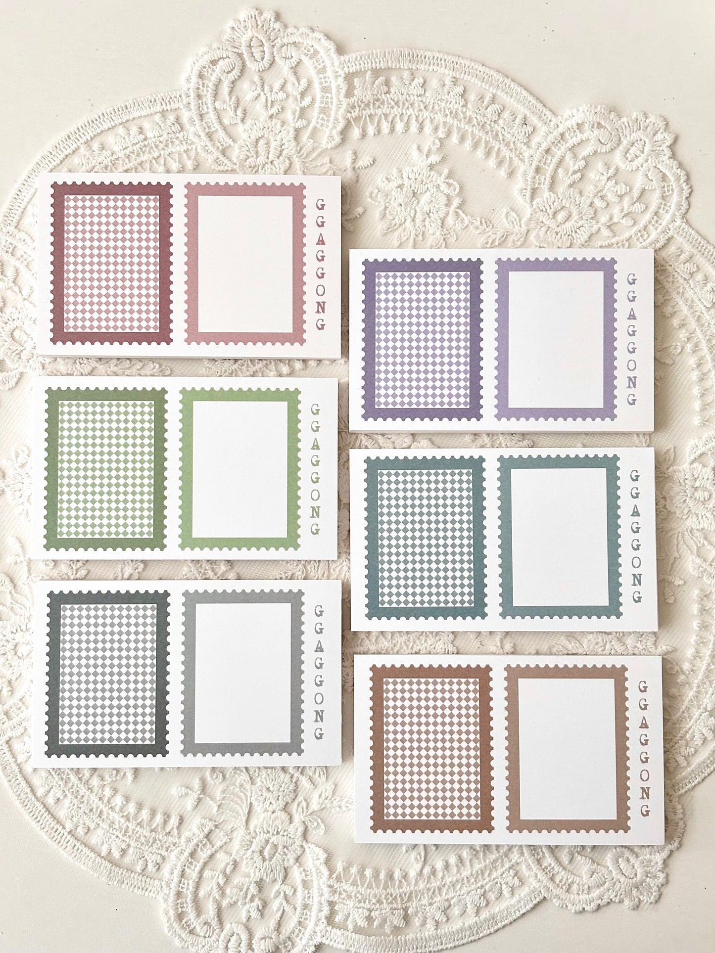 郵票框 便箋本套組 粉彩款