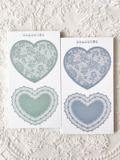 心型蕾絲框 便箋本套組
