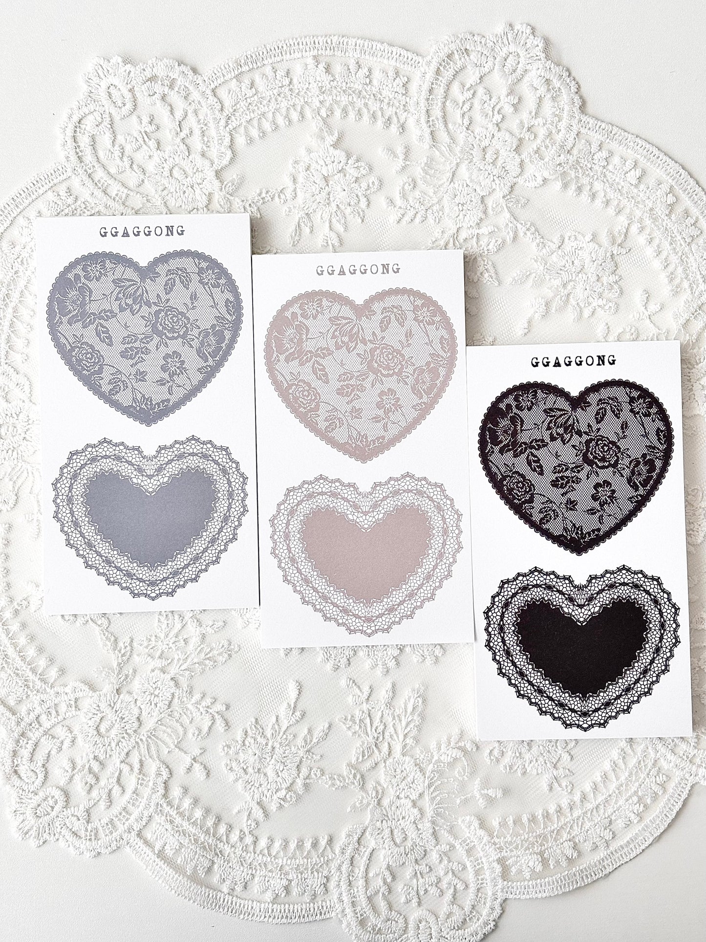 心型蕾絲框 便箋本套組