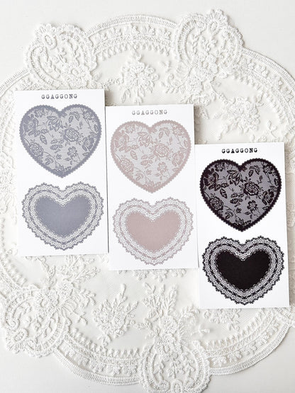 心型蕾絲框 便箋本套組