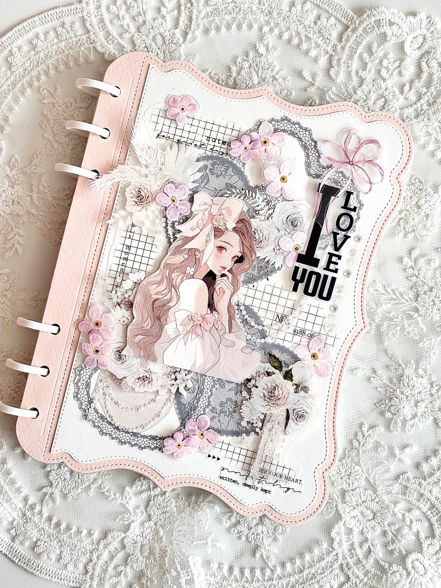 心型蕾絲框 便箋本套組