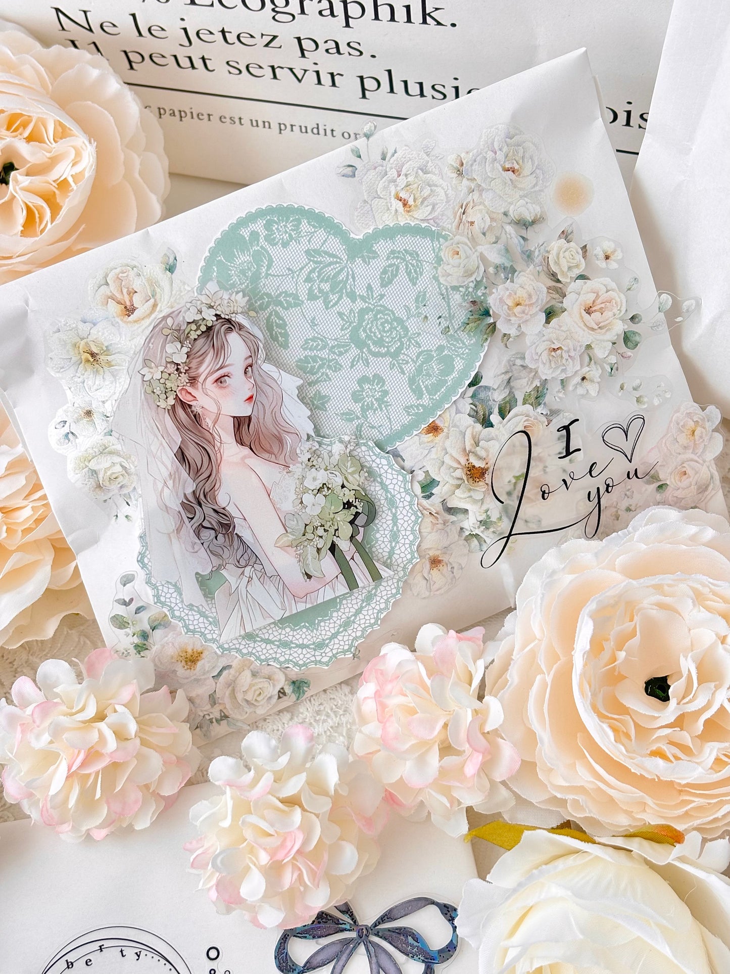 心型蕾絲框 便箋本套組