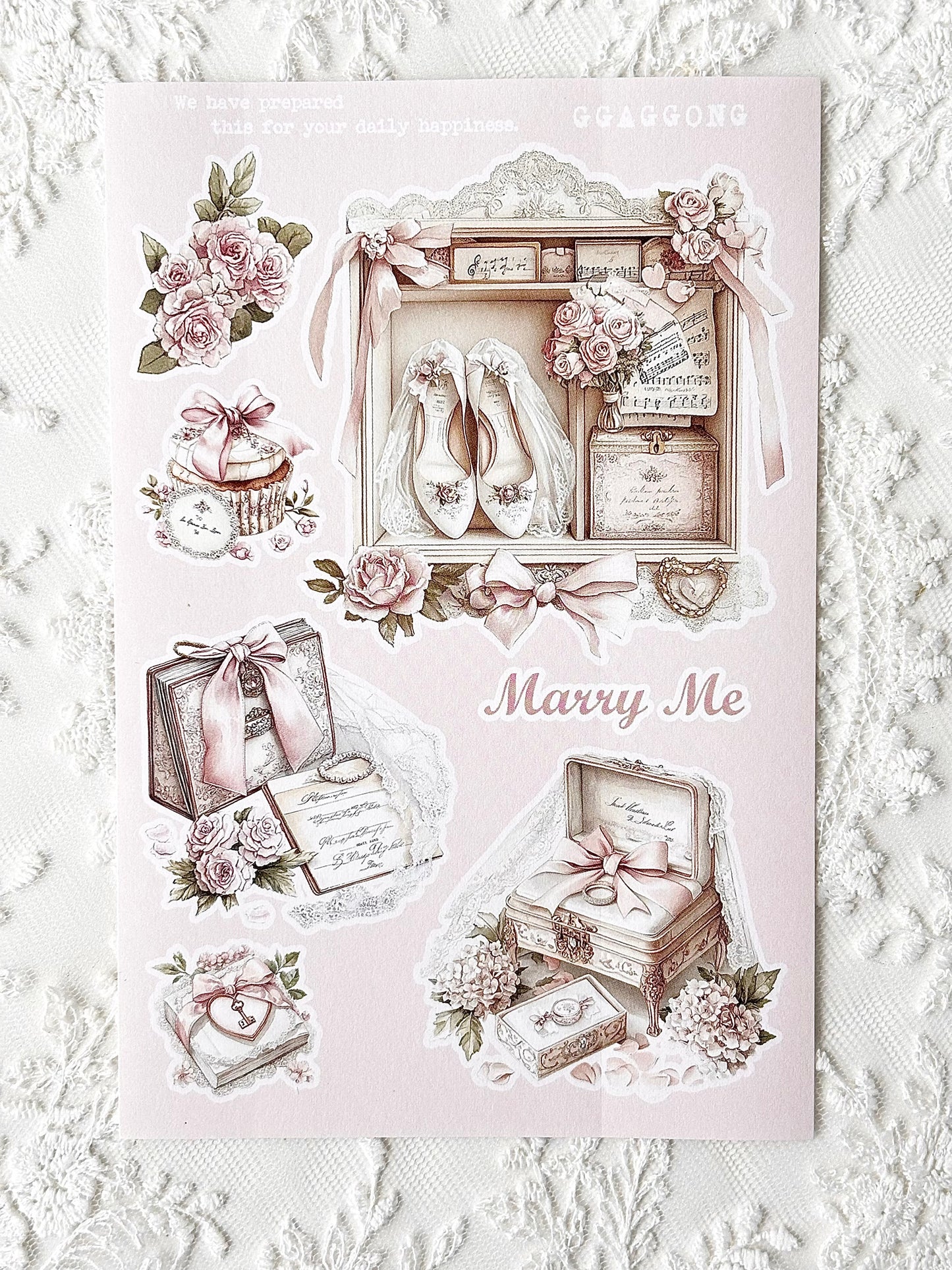 粉紅色婚禮小物 模造紙貼紙包