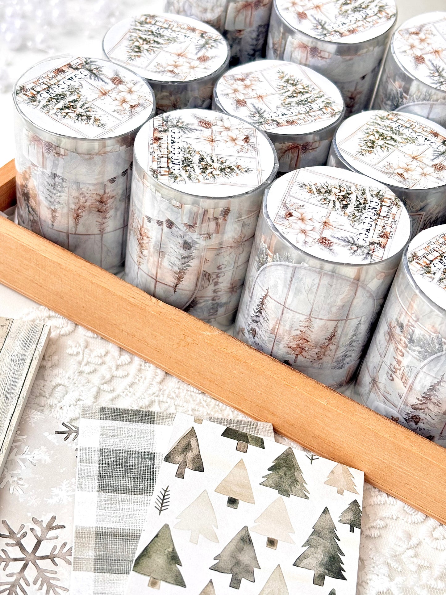 白色聖誕 亮面PET紙膠帶