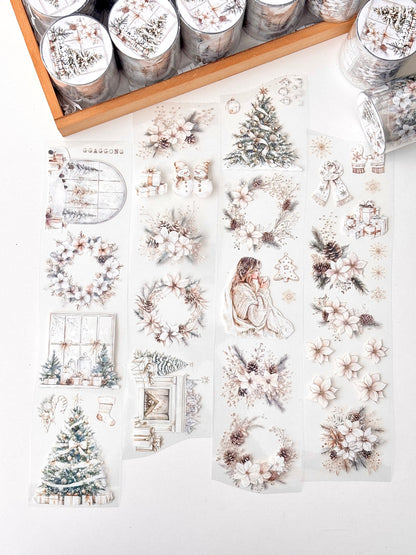 白色聖誕 亮面PET紙膠帶